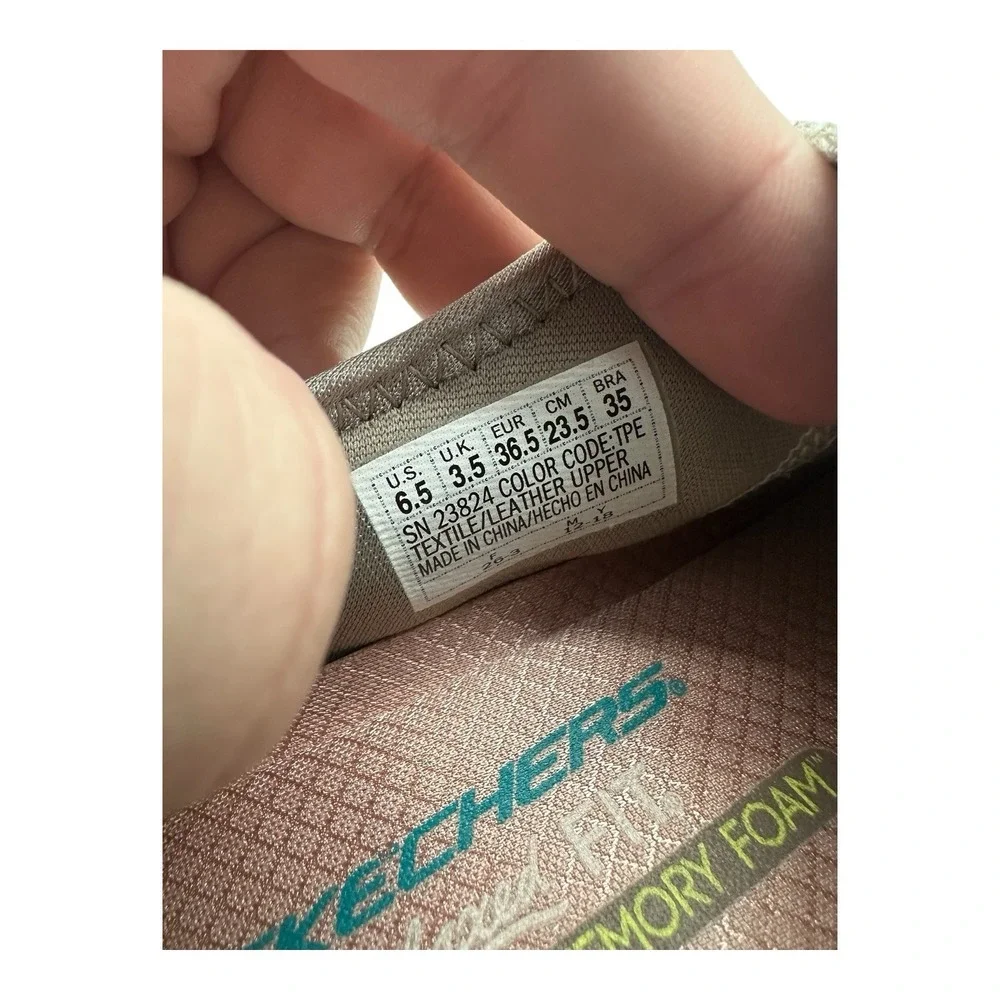 Skechers Relaxed Fit Memory Foam Slip On Shoes Womens 6.5 Taupe Slip On Sneakers